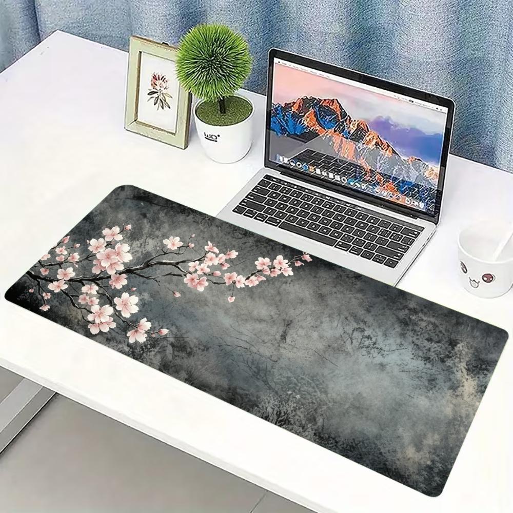 Desk Setup Pc And Laptop - سجادة مكتب كبيرة بتصميم زهرة البرقوق،