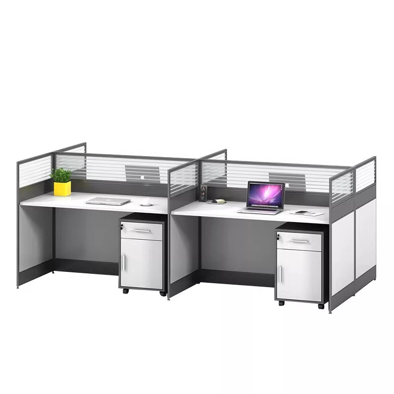 Desk Setup L Shaped - مكتب أبيض للمكاتب يتسع لـ 2