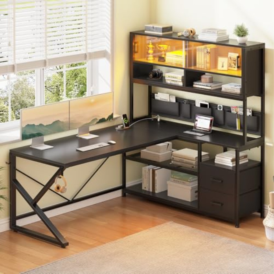 مكتب ألعاب على شكل حرف L مع أر - مراجعة Desk Setup L Shaped وسعره