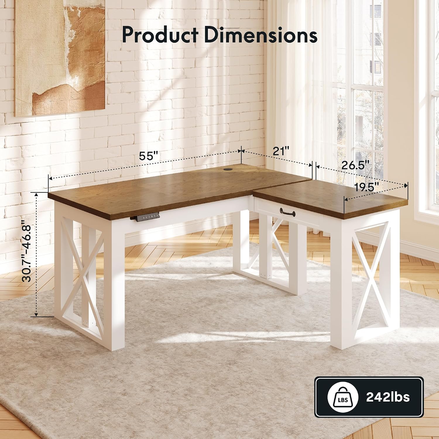 مكتب عمل قائم على شكل حرف L مع - مراجعة Desk Setup L Shaped وسعره