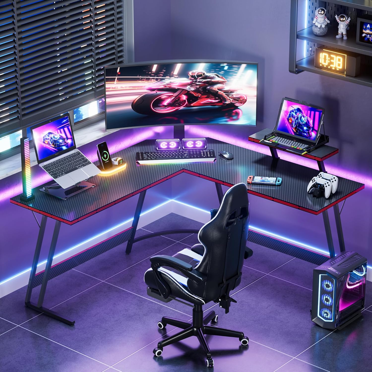 طاولة ألعاب على شكل حرف L قابل - مراجعة Desk Setup L Shaped وسعره